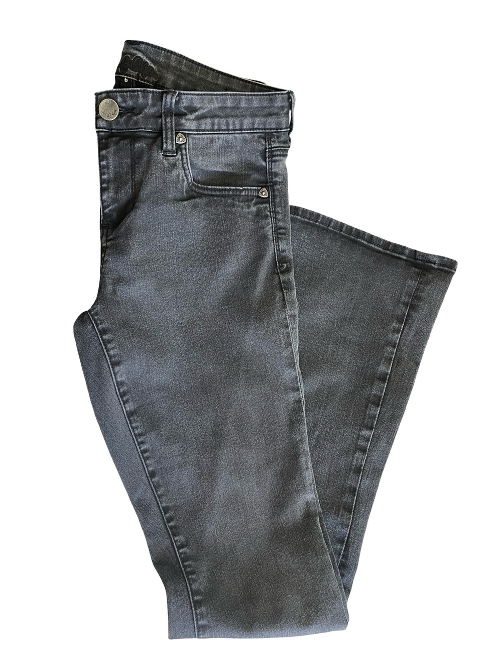 Kut from the Kloth Farrah Baby Bootcut Jeans Faded Black Neutral Womens Size 6